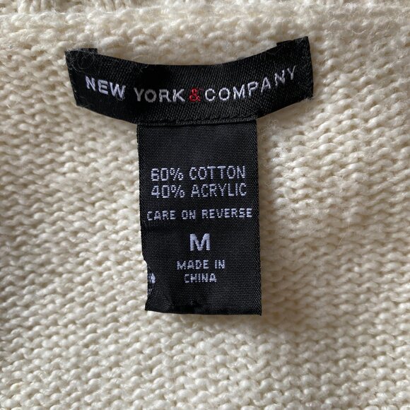New York & Company women's medium ivory cream soft long sleeve stretchy cardigan - Picture 9 of 10